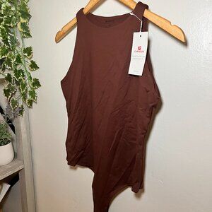 Cyanstyle Brown Sleeveless Bodysuit Snap Closure Size M NWT